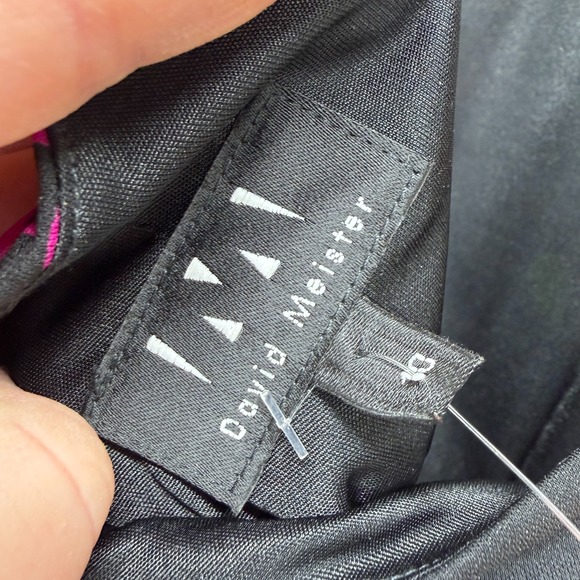 David Meister Halter Asymmetrical Dress Women's 10 Black Pink Floral Sleeveless - Picture 5 of 15